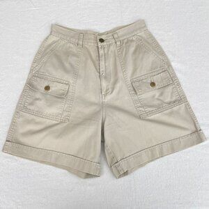 90s Vintage Basic Editions Womens Khaki Tan Cargo Shorts Size 8